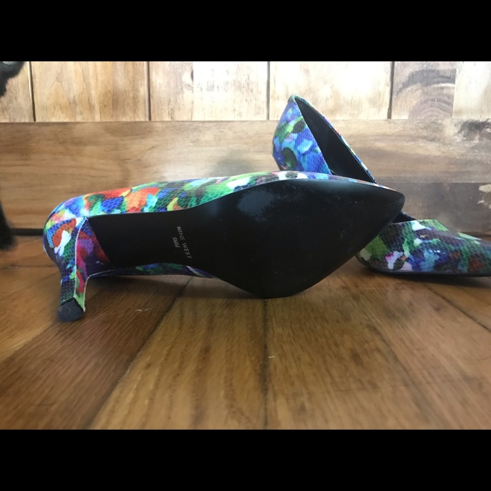 Nine West Flower Print Snake Skin Detail Heals View 6